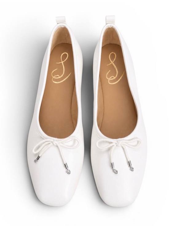 Sam Edelman Shoes - Sam Edelman Ari Leather Ballet Flats White Bow Slip-On Shoes Women’s 8.5